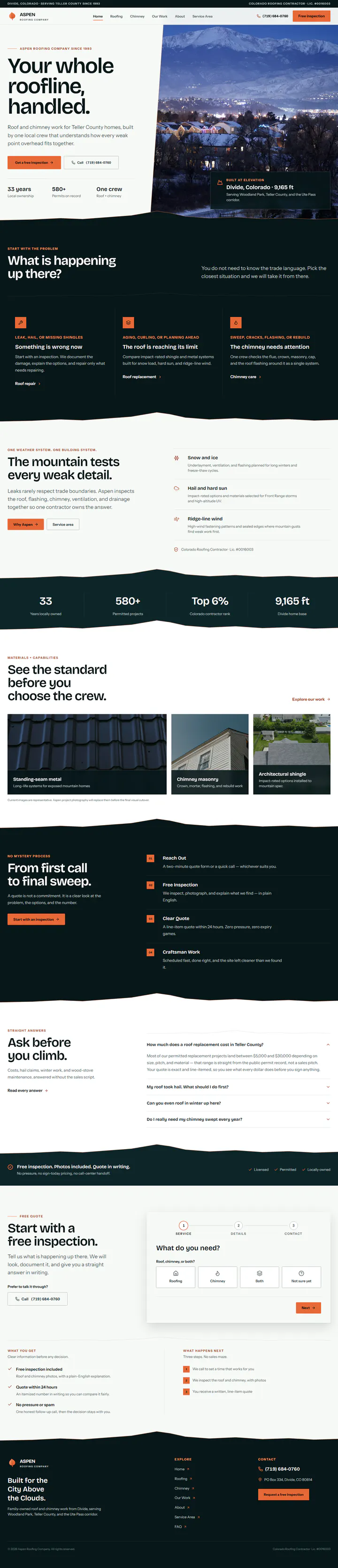 Aspen Roofing Company complete public page capture