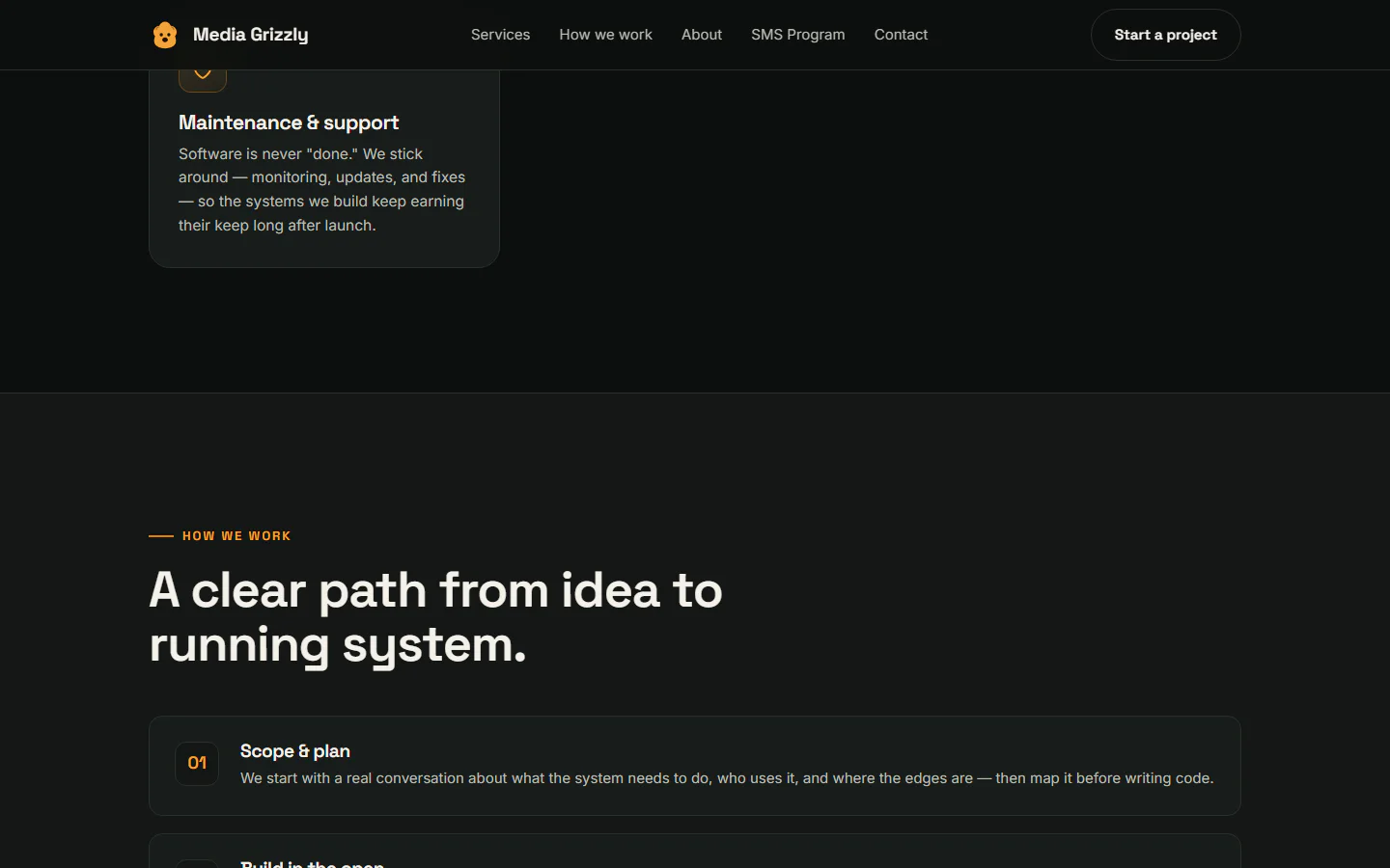 Media Grizzly website, middle viewport
