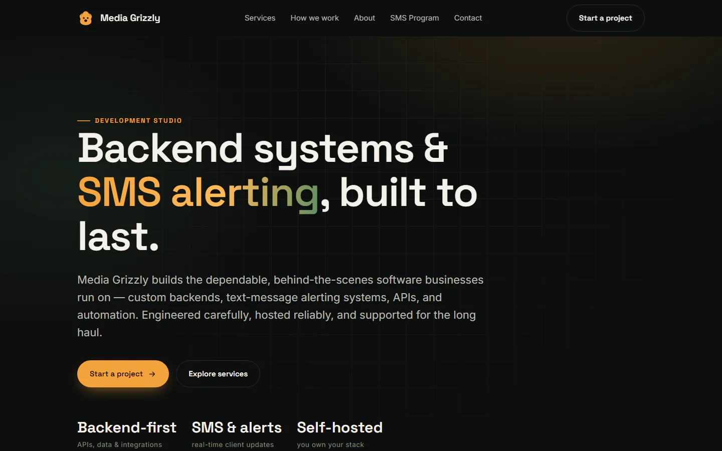 Media Grizzly website, top viewport